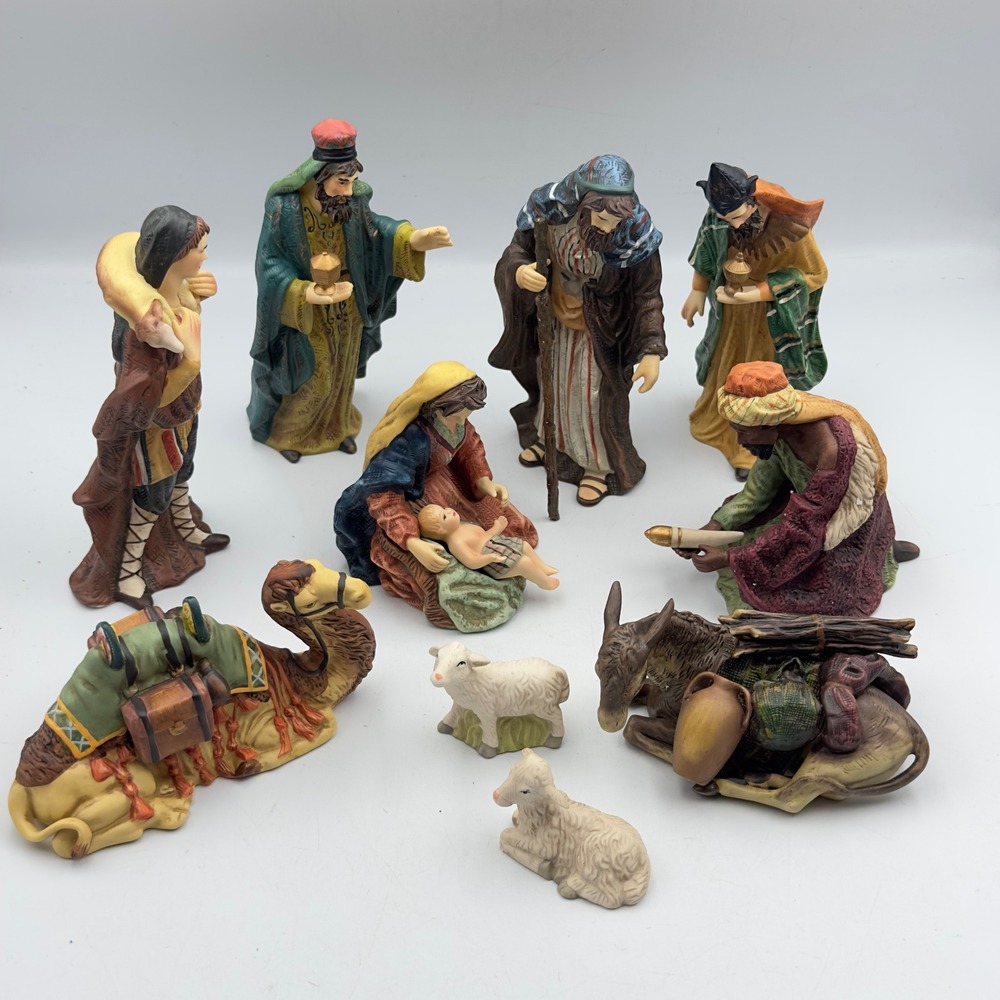 11 Piece Hand Painted Nativity Scene Set Figurines Christmas Decor 6.5 Inch